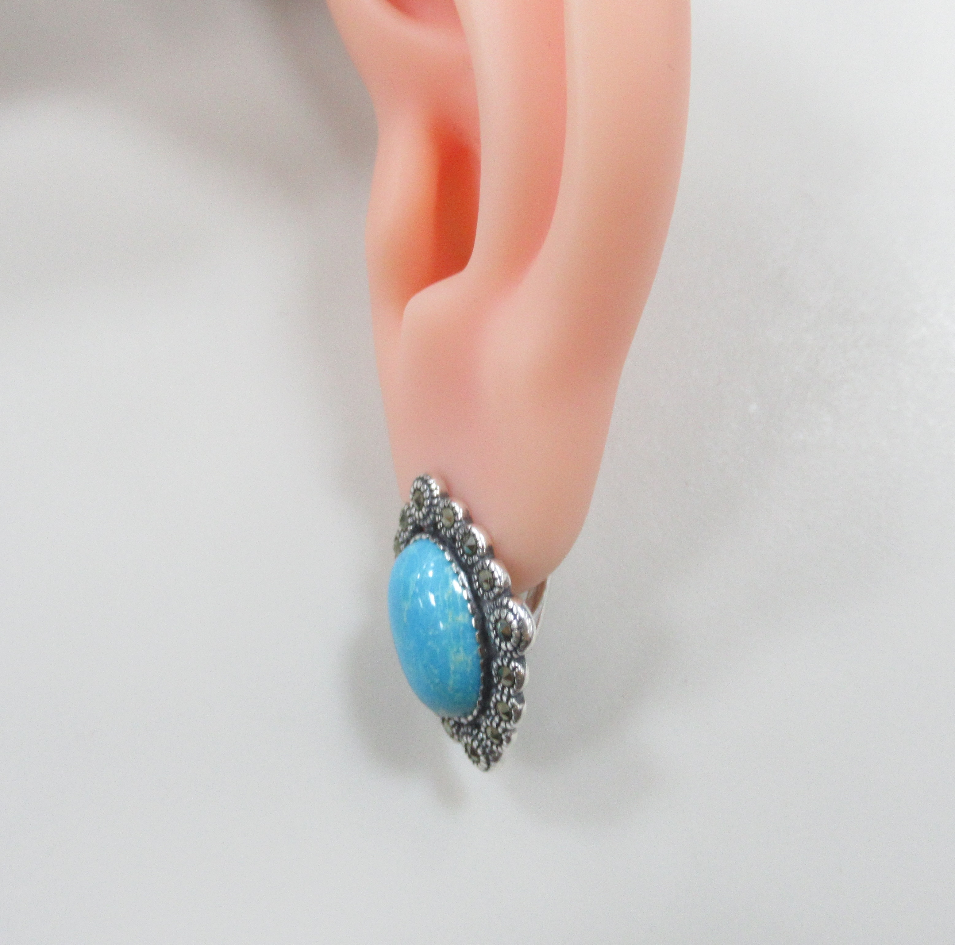 Серебряные серьги с бирюзой